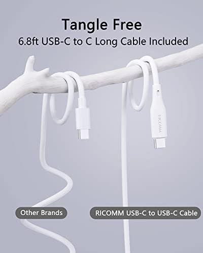 High-Speed 65 W Ga N USB-C Charger with 6.8 FT Silicone Cable – Compact Travel Wall Charger for Mac Book, i Phone Pro Max, i Pad, Air Pods & Samsung Galaxy S24/S23/S22 – Ultimate Fast Charging Solution with Enhanced Power Delivery and Safety Features