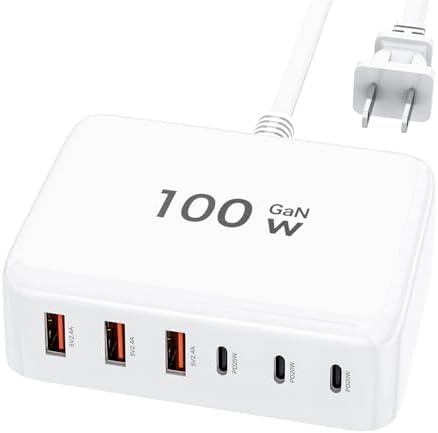 Transform Your Charging Routine with the 100 W Ga N USB-C Power Hub – Ultra-Compact 6-Port Rapid Charger for i Phone, i Pad, Samsung, and More – Advanced Multi-Device Charging Station for Unmatched Compatibility and Efficiency
