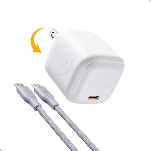 VOLTME 30 W Ga N USB-C Charger with 3 ft Cable – Ultra-Compact Foldable Wall Adapter for i Phone 15/15 Pro/14/14 Pro Max & Samsung Galaxy – Ultimate Fast Charging Solution for Home, Office, and Travel Needs