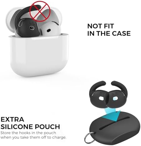 Aha Style Silicone Ear Hooks for Air Pods Pro – 3 Pairs of Anti-Slip Covers with Storage Pouch – Premium Earbud Accessories for Enhanced Comfort and Stability During Activities – Durable, Custom Fit Compatible with Apple Air Pods Pro (White)