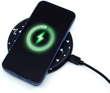 Minnie Mouse Wireless Charging Pad: Enchanting Qi-Compatible Charger for All Devices – Fast, Compact Charging Station with Playful Design for Disney Lovers – Travel-Ready with Secure Non-Slip Base for Effortless Power Up