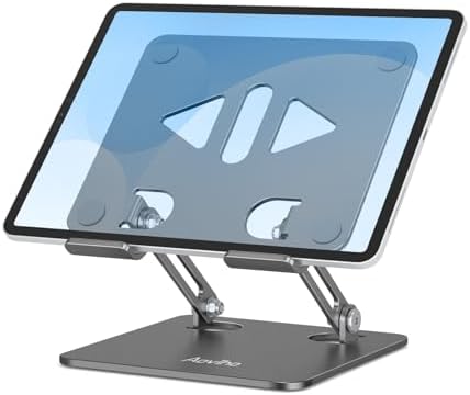 Versatile Adjustable Aluminum Tablet Stand Holder – Foldable and Lightweight Desktop Mount for i Pad Pro 12.9, i Pad Air, Mini, Samsung Galaxy Tabs, and Kindle Fire (4-12 inch) – Enhanced Stability and Comfort for Optimal Viewing Experience in Purple