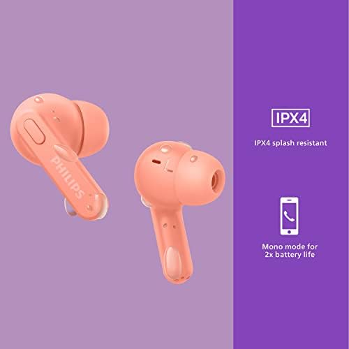 Philips T2206 True Wireless Earbuds – Compact Charging Case, IPX4 Water-Resistant Design, Enhanced Audio Mobility for Active Lifestyles, Rapid Pairing Technology, Secure Fit for Music Lovers and Fitness Enthusiasts