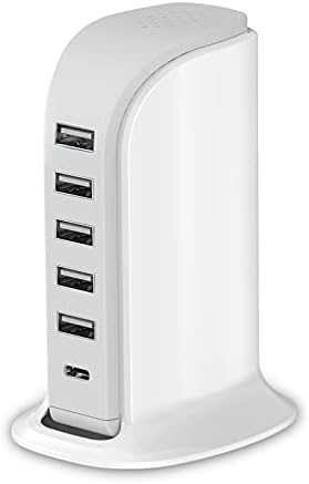 Kawaii-Inspired 6-Port USB Charging Hub: Ultimate Fast Charger for i Phones, Androids & More – Compact Multi-Device Power Station with 1 USB-C & 5 USB-A Ports for Effortless Travel & Home Connectivity, Tangle-Free Solutions for Modern Users