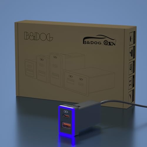 Compact Car Charger for Toyota with PD QC3.0 Fast Charge and LED Light Show – Stylish Ice Blue Type C USB Socket for Rapid Device Charging and Enhanced Compatibility