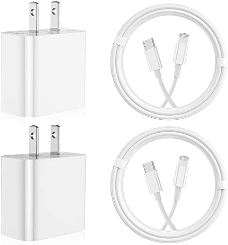 Ultra-Fast i Phone Charging Solution: 4-Pack MFi Certified Charger Set with 2 Type C Wall Blocks & 2 Durable 6 FT USB C to Lightning Cables for i Phone 14, 13, 12, 11 Pro Max & SE 2022 – Optimal Performance and Portability