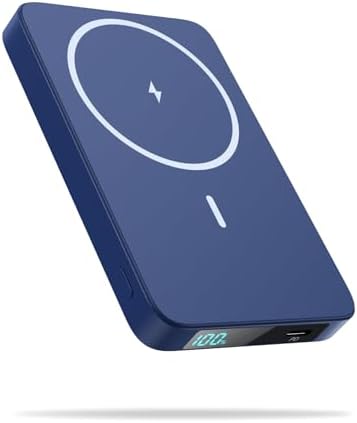 Sleek Magnetic Wireless Power Bank 5500 m Ah – Ultra-Slim Portable Charger with LCD Display for i Phone 16/16 Plus/15/14/13/12, PD Fast Charging USB-C, Effortless Magnetic Connection in Pink – Perfect for On-the-Go Power Solutions