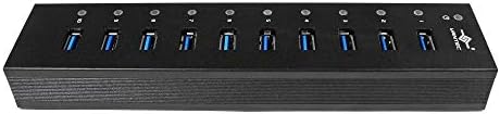 Vantec 10-Port USB 3.0 Hub – Premium Aluminum Mountable Charger & Data Hub with 1.5 A Power, 5 Gbps Speed, and 60 W Adapter for Seamless Device Connectivity and Organization – Ideal for Home & Office Use