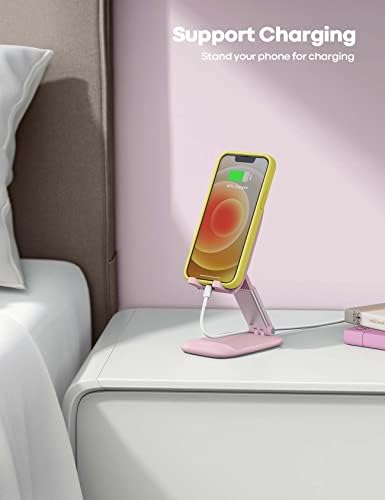 Lamicall Pink Phone Holder, Desk Accessories – Rose Gold Pink Office Cell Phone Holder, Desktop, Office Desks Accessories, Desk Decor for Women, for iPhone, 4-8” Phone – Enhanced Compatibility and Speed