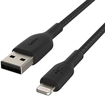 Belkin Boost Charge Braided Lightning Cable – 6.6 ft (2 M) – MFi Certified Durable i Phone Charger – Fast USB to Lightning Charging Cable for Seamless Syncing – Enhanced Compatibility for All Apple Devices – Stylish White Design for Modern Aesthetics