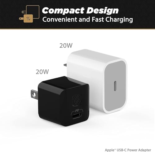 Scosche HPDC20-SP 20 W USB-C Fast Charger Mini Cube Wall Adapter – Ultra-Portable Power Delivery 3.0 for Swift Device Charging, 4 X Faster Charge Speed, Sleek Black Design for Enhanced Compatibility and Efficiency