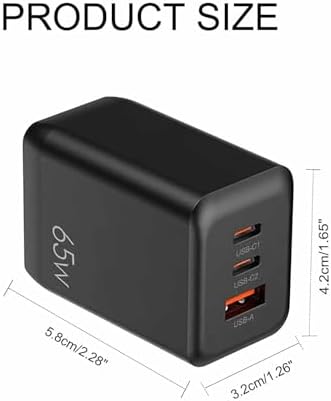 65 W Ga N USB C Charger – Ultra-Fast Compact Travel Adapter with 3 Ports for i Phone 16/15/14/13, i Pad Pro & More – Intelligent Power Delivery for Optimal Charging Speed – Foldable Design for Easy Portability and Storage