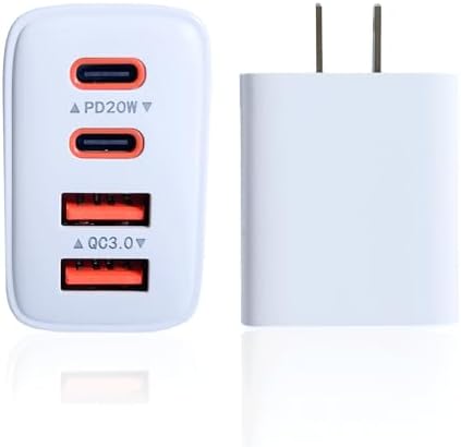 40 W Dual-Pack Fast Charging Wall Charger – 4-Port USB-C & USB-A Power Adapter for i Phone 16, 15, 14, 13, 12 Pro Max – Efficient Multi-Device Charger for Home, Office & Travel Convenience