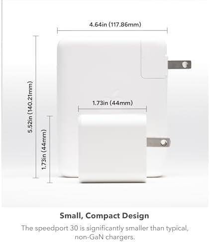 Mophie Speedport 30 W Ga N USB-C Fast Wall Charger – Compact & Eco-Friendly Power Adapter for Phones, Tablets, and Laptops, Ultimate Portability with Foldable Plug Design, Superior Charging Speed & Universal Compatibility