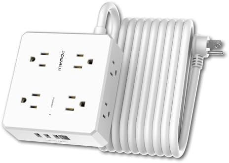 Maximize Your Power Management with a 6 Ft Surge Protector Power Strip – 8 Outlet Extension Cord Featuring 4 Fast USB Charging Ports (1 USB-C), Ideal for Home Office Convenience and Safety, ETL Listed for Enhanced Surge Protection and Compatibility