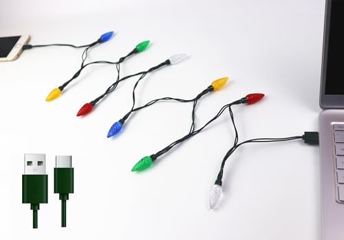 YAGE Tale LED Christmas Light Phone Charger Cord – 50 Inch USB Cable with 10 Multicolor LED Bulbs for i Phone Compatibility – Fast Charging and Festive Decor for Holiday Joy – Perfect Holiday Accessory for Students and Travelers