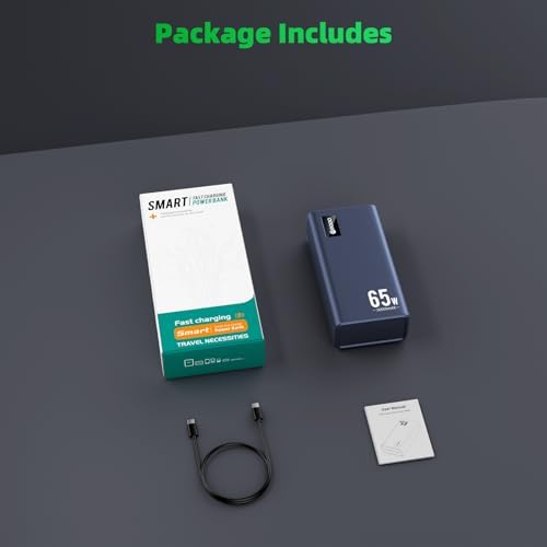 High-Capacity 50000 m Ah Fast Charging Power Bank – 65 W USB-C Portable Charger for Laptops, Phones & Tablets – Compatible with Mac Book, Dell, i Phone 14/13 – Stylish Blue Design for Ultimate Convenience and Reliability