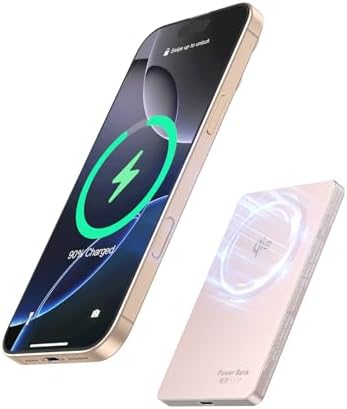 Ultra-Slim Mag Safe Battery Pack – 15 W Qi2 Certified Fast Wireless Charger for i Phone 12/13/14/15/16 – 5000 m Ah Portable Power Bank with PD20 W USB-C Cable – Perfect Travel Companion for On-the-Go Power Solutions