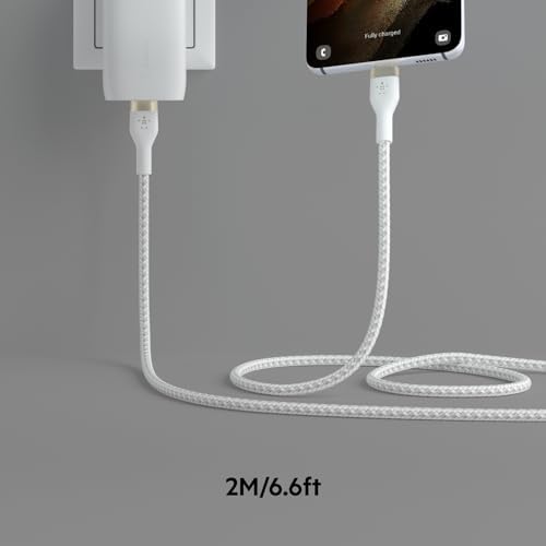 Maximize Your Charging Potential with the Belkin Boost Charge Pro Flex 6.6 ft USB-C to USB-C Braided Charger Cable – Dual Pack for Effortless Connectivity and Long-Lasting Durability – Fast Charge Compatibility with i Phone 16, Mac Book, Galaxy S25, and Nintendo Switch 2 – Tangle-Free Design, USB-IF Certified for Dependable Performance
