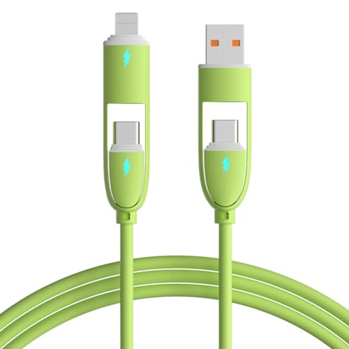 Transform Your Charging Essentials with the Versatile 4-in-1 USB C Cable – 100 W Rapid Power Delivery, Effortless Data Transfer, and Liquid Silicone Durability for i Phone 15 Series and Beyond, 3.3 ft Length with Built-in LED Indicator for Nighttime Use, Ideal for Home, Office, or Travel Adventures