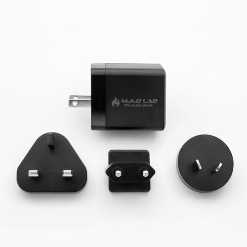M.A.D LAB 65 W High-Speed Portable Charger – Multi-Device USB-C Travel Adapter with Interchangeable Plugs for Global Compatibility – Perfect for i Phone, i Pad, Mac Book, Android, and More – Essential Charging Solution for Travelers and Professionals on the Move