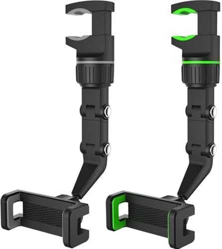 Ultimate 360° Rearview Mirror Smartphone Holder – Versatile Adjustable Mount for Safe Driving with GPS and Navigation – Pack of 2 for Enhanced Convenience and Stability – Elevate Your Road Safety with Hands-Free Access
