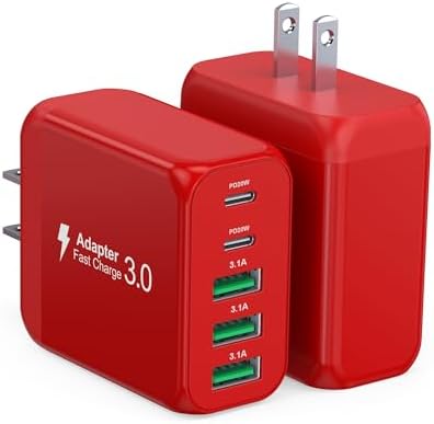 Efficient 50 W USB C Wall Charger Block – Dual Pack Multiport Power Delivery Adapter with Quick Charge 3.0 for i Phone 16/15/14 Pro Max, i Pad & Samsung Galaxy – Compact, Safe, and Ideal for Travel Use
