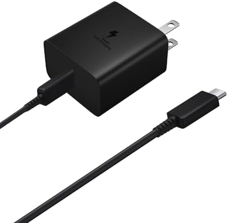 Elevate Your Charging Game with the 45 W Super Fast Charger for Samsung Galaxy Tab-S9 Series – Includes a Versatile 6.6 FT USB-C Cable for Unmatched Flexibility – Compact Design for On-the-Go Users – Engineered with Advanced Safety Features to Prevent Overcharging and Ensure Efficiency – Ideal for Busy Lifestyles and Quick Power Boosts