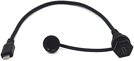 0.3 Meter USB 3.1 Type C Flush Mount Extension Cable – High-Speed 10 Gbps Data Transfer & 3 A Charging for Vehicle Dashboards, Boats, and Motorcycles – Durable Gold-Plated Connectors for Enhanced Performance and Compatibility