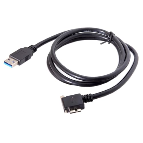 Chenyang 90-Degree Micro USB 3.0 Cable – Type A Male to Micro B Male, 3 M High-Speed Connector for Industrial Cameras & Devices, Enhanced Durability with Mount Panel Screws, Perfect for Tight Spaces and Optimal Cable Management