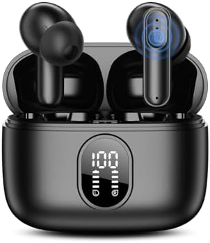 Advanced Bluetooth 5.4 Wireless Earbuds with LED Charging Case – Ultra-Lightweight, IPX6 Waterproof Design Featuring 42 Hours of Deep Bass Sound for Dynamic Audio Experiences on i Phone & Android Devices
