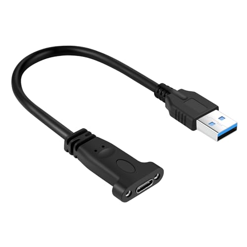 USB Type C 3.1 Panel Mount Adapter Cable 0.6FT, USB C Gen 2 Male to Female 10Gbps Data Cable with Mount Screw for MacBook Tablet, Mobile Phone, Hard Disk Drive – Enhanced Compatibility and Speed