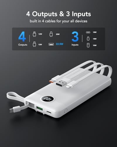 VRURC 22.5 W Pink Portable Charger – 10000 m Ah Power Bank with Fast Charging Capability, USB-C Dual Functionality, 4 Outputs & 3 Inputs – Essential Travel Companion for i Phone 16/15/14/13, Samsung & Android Devices – Compact Design for On-the-Go Power Management