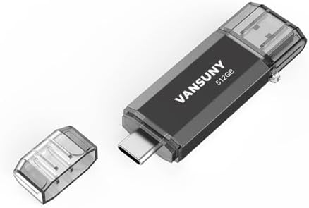 Vansuny 256 GB Dual Type C USB Flash Drive – Versatile OTG Memory Stick for Android, PC & Tablet – High-Speed USB 3.0 Data Transfer with Keychain Attachment – Ideal Solution for Photos, Videos & Document Storage