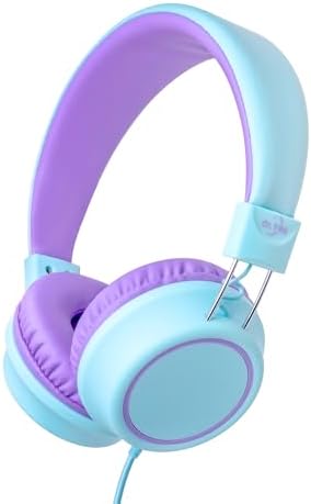 Olyre Lightweight Wine Red Kids Headphones – Ergonomic Wired Earphones for Toddlers – Superior Audio Quality with Tangle-Free Design – Comfortable, Durable & Stylish for School, Travel, and Home Use – Ideal for Young Listeners and Seamless Compatibility with Tablets and Smartphones