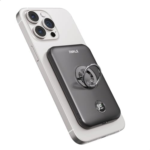 Revolutionize Your Charging Routine with the i WALK 6000 m Ah Magnetic Power Bank – Sleek Wireless Charger with Finger Ring for Effortless Handling, Fast USB-C Connectivity, and Real-Time LED Battery Display – Perfectly Compatible with i Phone 16 Series, 15, 14, 13, and 12 – Experience Seamless Power on the Go!