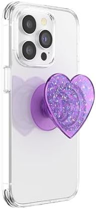 Elevate Your Smartphone Experience with the Mag Safe Compatible Pop Sockets Grip – Stylish Enamel Silver Heart Design, Magnetic Phone Stand & Secure Grip for i Phone, Ideal for Hands-Free Viewing & Effortless Wireless Charging, Customizable Swappable Top for Personal Flair