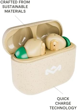 House of Marley Little Bird Eco-Conscious True Wireless Earbuds – Exceptional Audio Quality with Touch Controls, Integrated Mic, 24-Hour Battery Life, and USB-C Fast Charging – Ideal for Gamers and Music Enthusiasts (Red) – Experience Sustainable Sound Innovation for Everyday Use