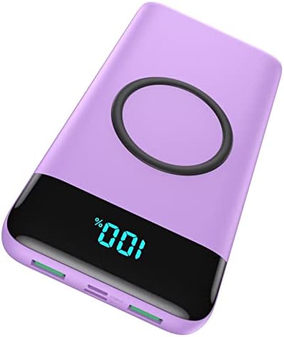 Ultra-High Capacity 30,800 m Ah Wireless Power Bank – 15 W Fast Charging & 25 W PD QC4.0 – Smart LED Display with 4 Outputs & 2 Inputs – Versatile USB-C External Battery Pack for i Phone, Samsung & More – Travel-Ready Charging Solution in Sleek White Finish