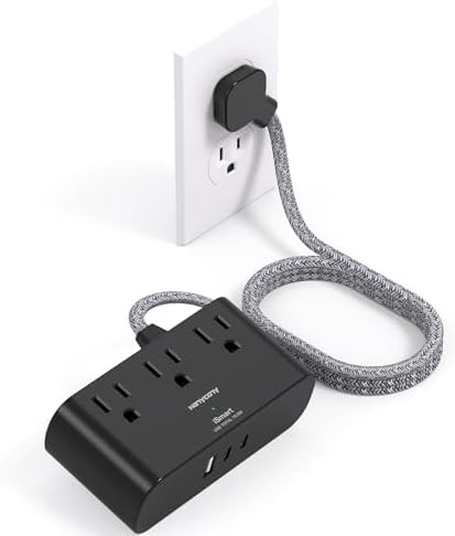 HANYCONY Ultra Thin Flat Plug Power Strip – 6 Ft Extension Cord with 3 Outlets & 3 USB Ports (2 USB-C) for Travel, Dorms & Cruise Ships – Space-Saving Multi Plug Outlet Extender for Fast Charging & Enhanced Device Compatibility