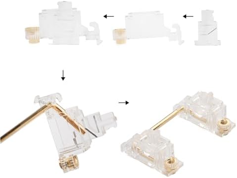 Ultimate Gold Plated PCB Stabilizers for Mechanical Keyboards – Translucent Smokey Design with Noise Reduction Films, Perfect Fit for 2 u, 6.25 u, and 7 u Spacebars – Elevate Your Typing Experience and Enhance Durability