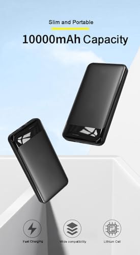 Ultra Slim 10000 m Ah Dual USB Fast Charging Power Bank for Android & i OS Devices – Compact, High-Capacity Portable Charger with Enhanced Compatibility for On-the-Go Power Solutions