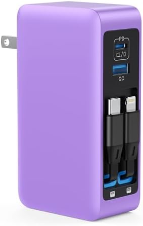 120 W Ga N IV USB-C Charger Station with Dual Retractable Cables – Fast Charging Wall Adapter for Mac Book, i Pad, i Phone 16/15/14, Galaxy S24 & Android Devices – Compact 4-in-1 Foldable Design for Effortless Travel and Enhanced Compatibility