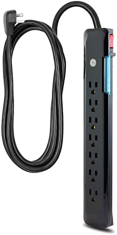 GE Ultra Pro 12-Outlet Surge Protector with 2 USB Charging Ports, 4320 Joules of Protection, 8-Foot Flexible Power Cord, Space-Saving Flat Plug, Enhanced Power Filter, Built-In Circuit Breaker, UL Listed Safety Assurance, Sleek Black Design for Home and Office Electronics