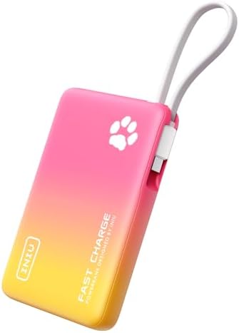 INIU Paw Go 10,000 m Ah Portable Charger – 45 W Fast Charging Power Bank with Built-in USB-C Cable in Vibrant Tropic Punch – Essential Travel Companion for i Phone 16/15 Pro Max & Samsung S25/S24 – Sleek, Lightweight Design for Effortless On-the-Go Power Solutions