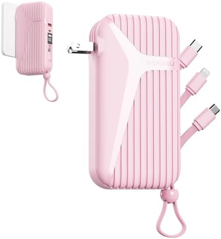 Compact 27 W Fast Charging Power Bank with Built-in Cables – 10,000 m Ah Portable Charger for i Phone & Android – Effortless Multi-Device Charging with 4 Outputs & 2 Inputs – Essential Travel Battery Pack for i Phone 16/15/14 and Newer – Durable Design for On-the-Go Energy Solutions