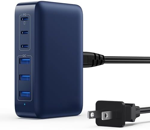 108 W Pink Ga N III USB C Charging Hub – 6-Port Fast Charger for i Phone 15 Pro, Samsung & More – Quick Charge & Power Delivery Compatible – Stylish Multi-Device Power Station with Intelligent Safety Features – Ideal for Home, Office & Travel Use