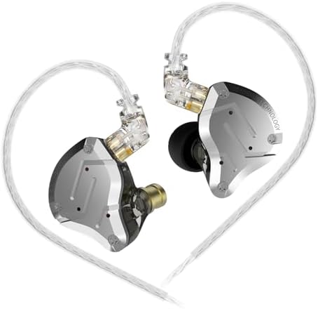 KZ ZS10 Pro Wired Gaming Earbuds – Premium 4 BA + 1 DD IEM Headphones with Microphone, Ergonomic Design for Extended Comfort, Detachable 2 PIN Cable for Versatile Compatibility, One-Button Control, Superior Sound Quality for Gamers and Audiophiles, Sleek Black Finish, Ideal for Immersive Audio Experiences