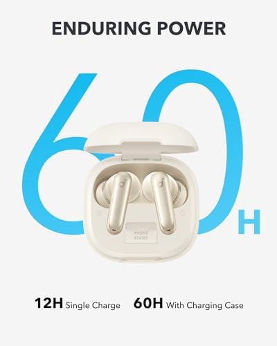 Anker Soundcore P40 i Wireless Earbuds – Adaptive Noise Cancelling with Heavy Bass, 60-Hour Playtime, IPX5 Waterproof, Bluetooth 5.3 for Effortless Connectivity, Dual Purpose Charging Case and Phone Stand, Ideal for Active Lifestyles and Daily Commutes