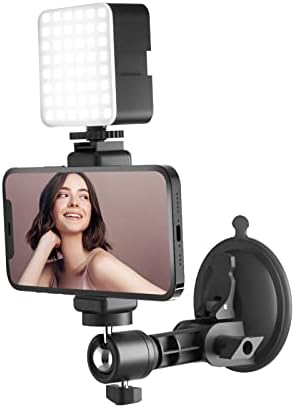Versatile Suction Cup Phone Holder with Adjustable LED Light – Ultimate Travel Mount for Makeup Artists and Content Creators – Securely Attaches to Any Smooth Surface for Flawless Selfies and Videos – Essential Mirror Tripod for Bathroom and Kitchen Use – Universal Compatibility with All Phone Models